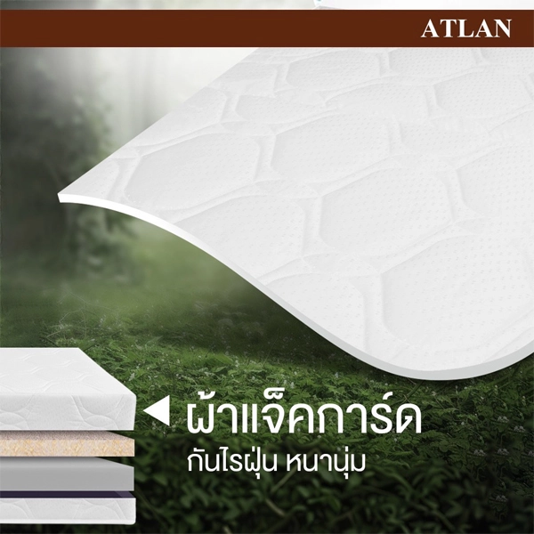 ที่นอนยางพาราแท้ 100% Latex หุ้มผ้าแจ็คการ์ด กันไรฝุ่น รุ่น ATLAN