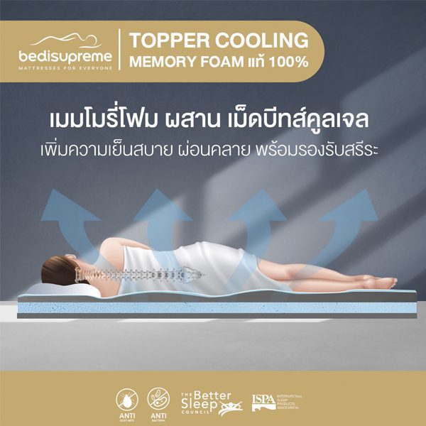 topper cooling memory foam velour