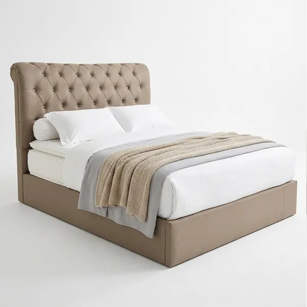 Silk-covered bed