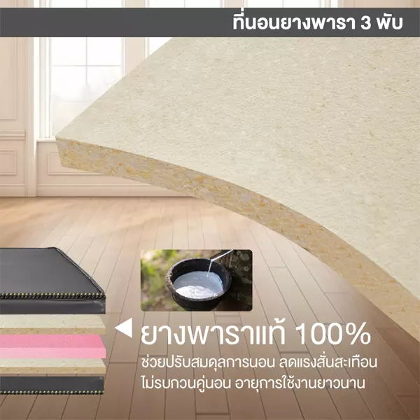 ที่นอนยางพารา 100% 3 พับ หุ้มหนังPVC