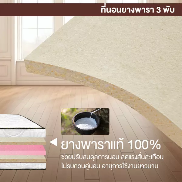 ที่นอนยางพาราแท้ 100% 3 พับ ผ้าแจ็คการ์ด