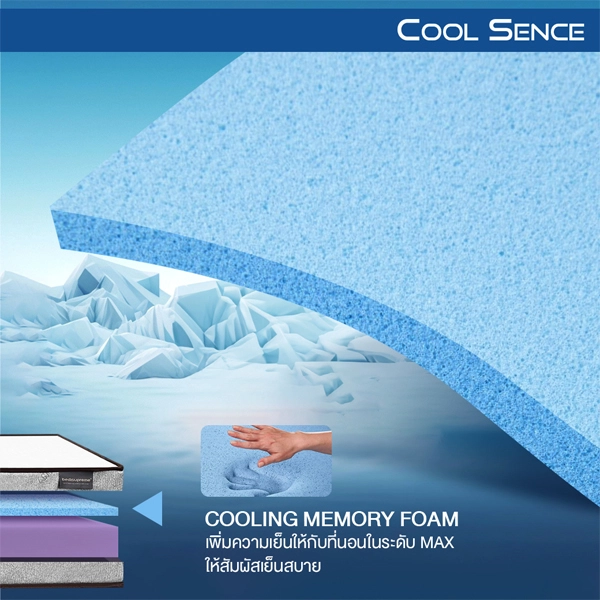 ที่นอนสูญญากาศ ที่นอน 3 พับ COOLING MEMORY FOAM ประสานด้วย HI-DENSITY ORGANIC OPEN CELL BASE รุ่น COOL SENCE