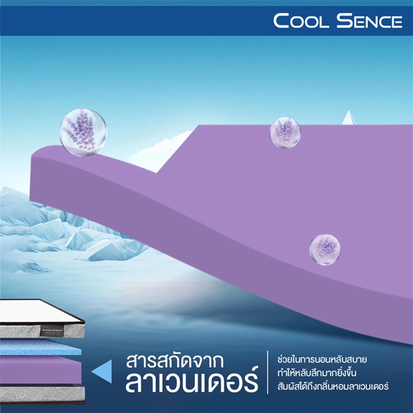 ที่นอนสูญญากาศ ที่นอน 3 พับ COOLING MEMORY FOAM ประสานด้วย HI-DENSITY ORGANIC OPEN CELL BASE รุ่น COOL SENCE