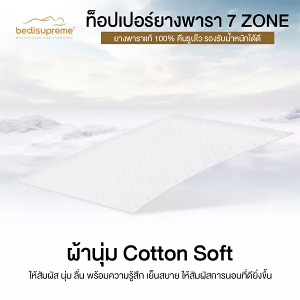 ท็อปเปอร์ยางพารา 7 Zone หุ้มผ้านุ่ม Cotton Soft
