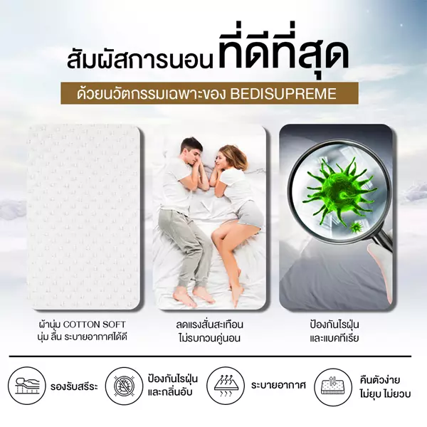 ท็อปเปอร์ยางพารา 7 Zone หุ้มผ้านุ่ม Cotton Soft