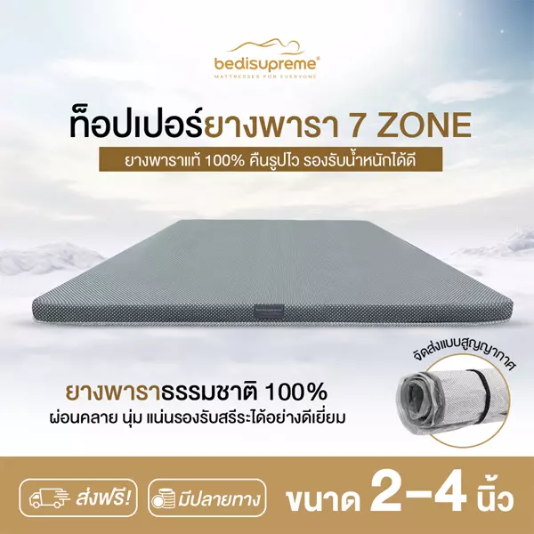 ท็อปเปอร์ยางพารา 7 Zone หุ้มผ้านุ่ม Cotton Soft